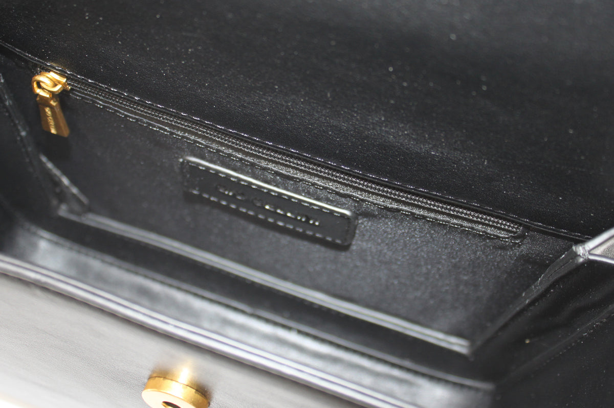 Mini Bag Giò Cellini Nera a Spalla con Fibbia Ovale Dorata