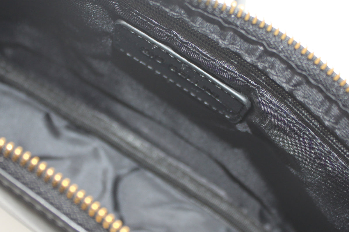 Pochette Giò Cellini Nera con Logo Inciso, Tracolla a Catena e Charm Intrecciato
