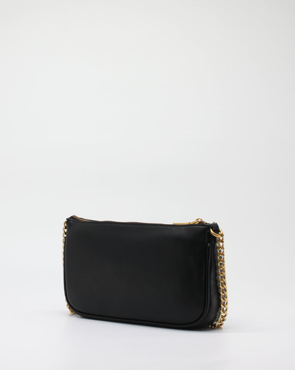 Pochette Giò Cellini Nera Effetto Vintage con Tracolla a Catena Dorata