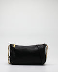 Pochette Giò Cellini Nera con Logo Inciso, Tracolla a Catena e Charm Intrecciato