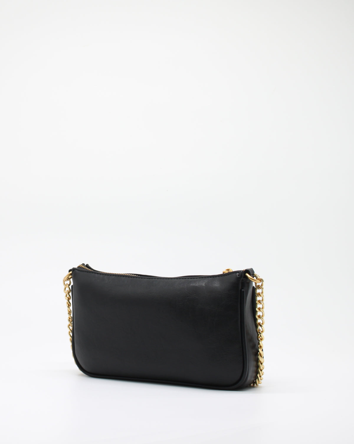 Pochette Giò Cellini Nera con Logo Inciso, Tracolla a Catena e Charm Intrecciato