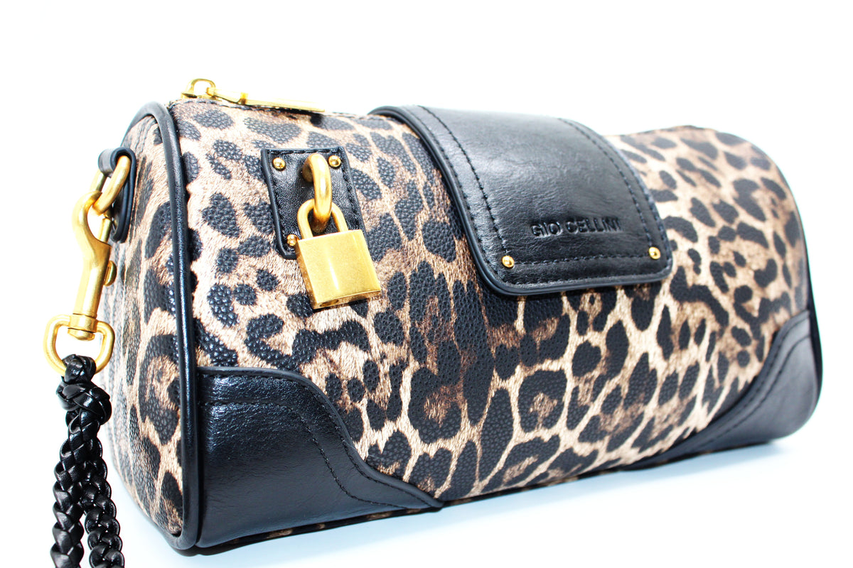 Mini Bag Bauletto Giò Cellini Maculata con Lucchetto e Charm Intrecciato