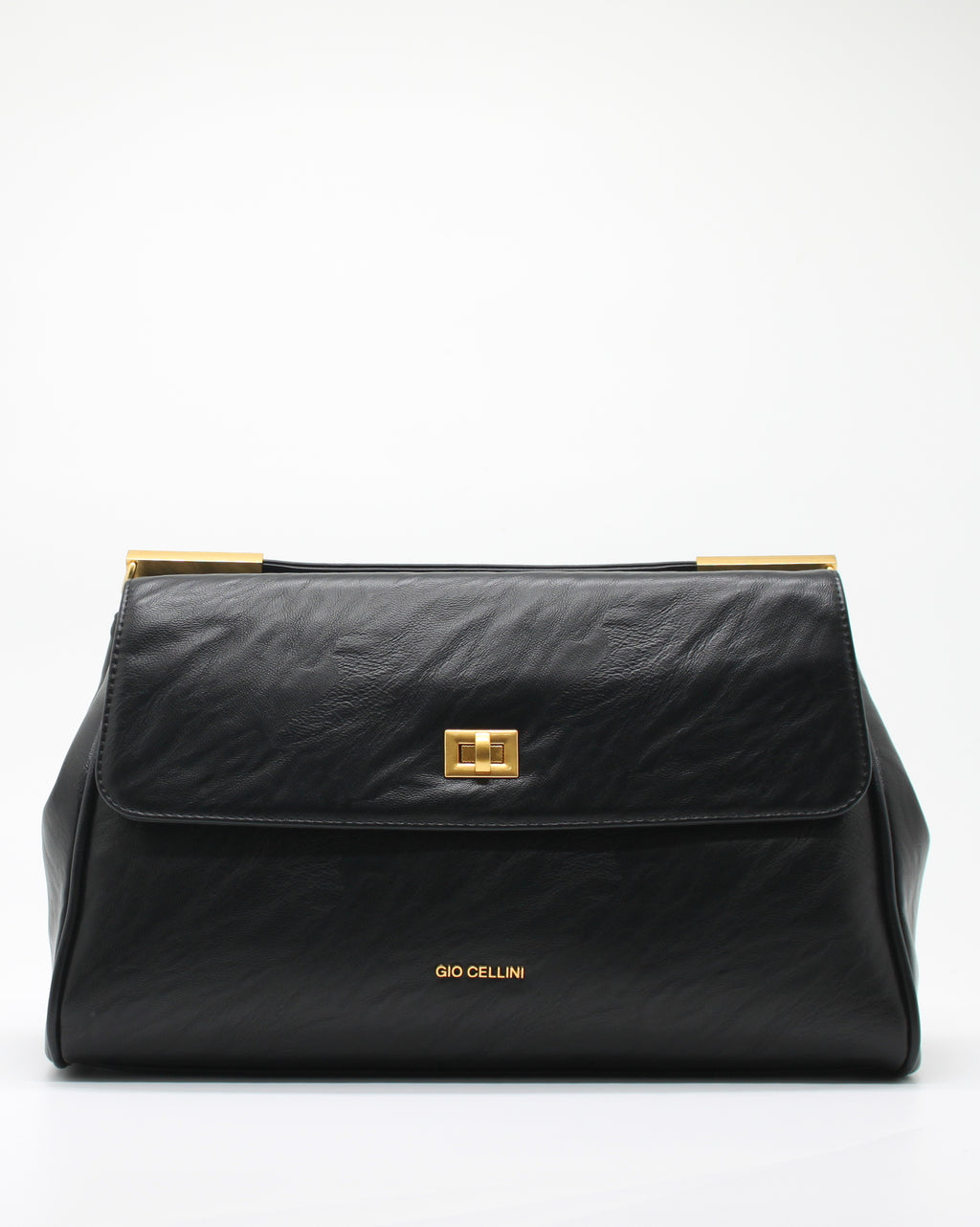 Maxi Bag Giò Cellini Nera Effetto Vintage con Chiusura a Girello e Tracolla