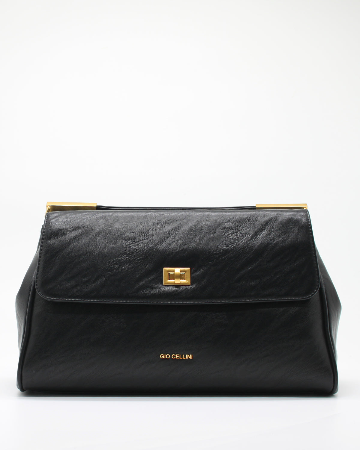 Maxi Bag Giò Cellini Nera Effetto Vintage con Chiusura a Girello e Tracolla