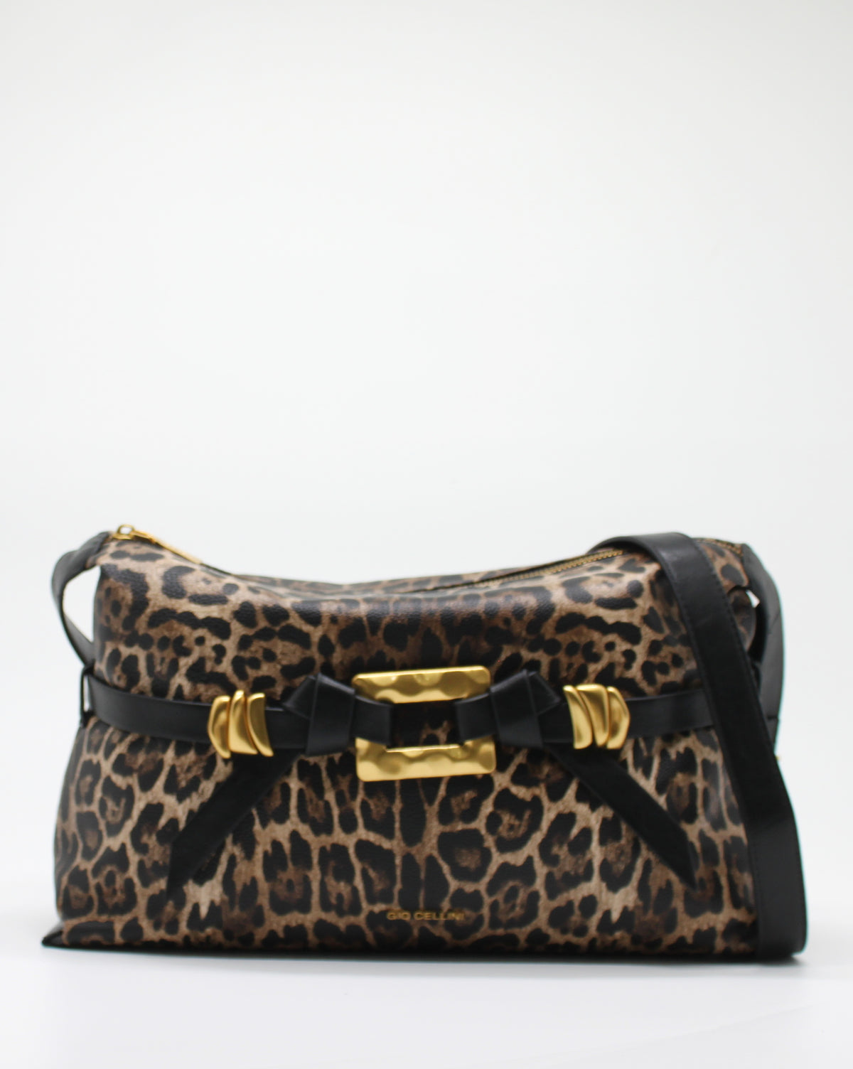 Borsa a Spalla Giò Cellini Maculata in Ecopelle Leopardata con Dettagli Dorati
