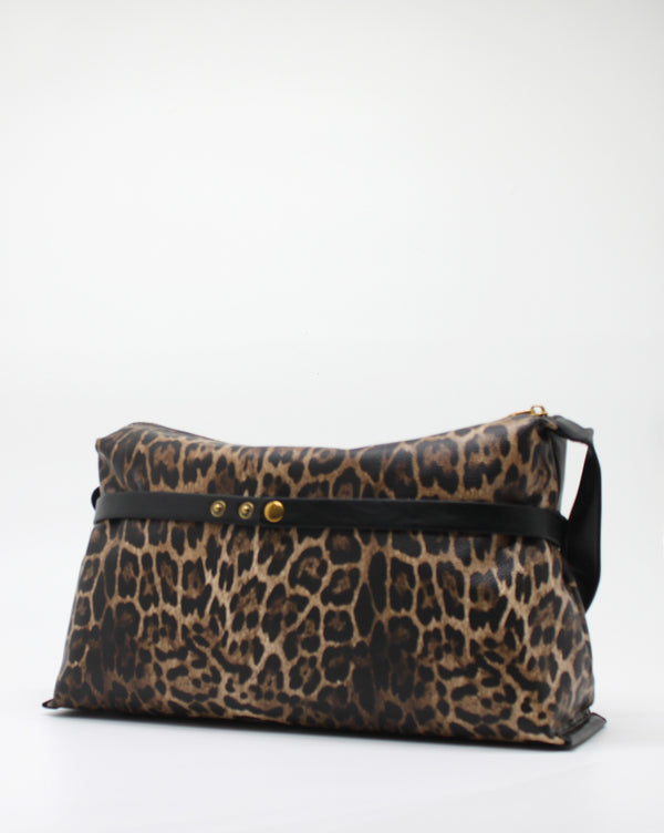 Borsa a Spalla Giò Cellini Maculata in Ecopelle Leopardata con Dettagli Dorati