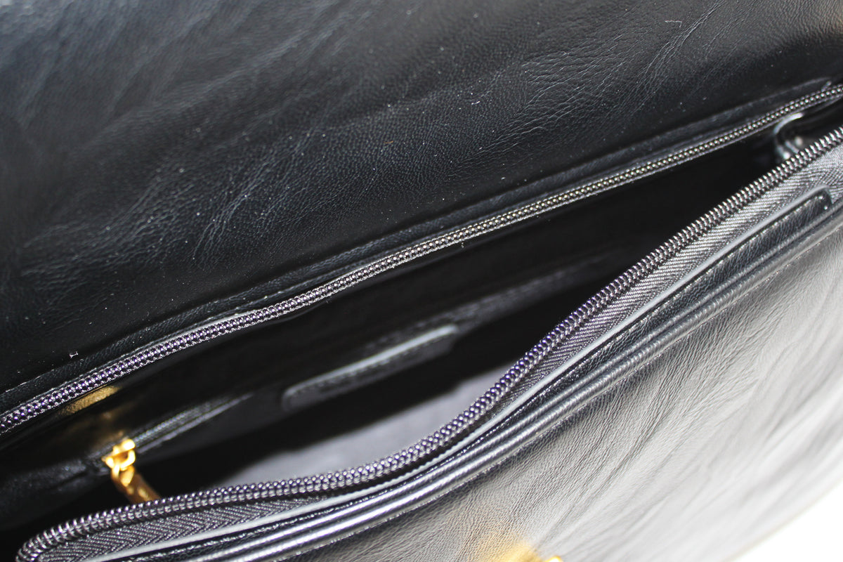 Maxi Bag Giò Cellini Nera Effetto Vintage con Chiusura a Girello e Tracolla
