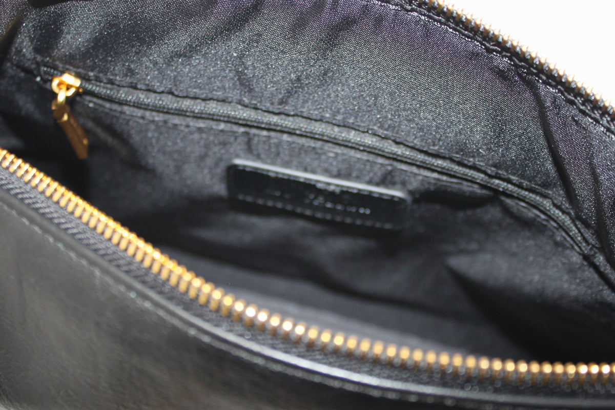 Borsa a Spalla Giò Cellini Maculata in Ecopelle Nera con Dettagli Dorati
