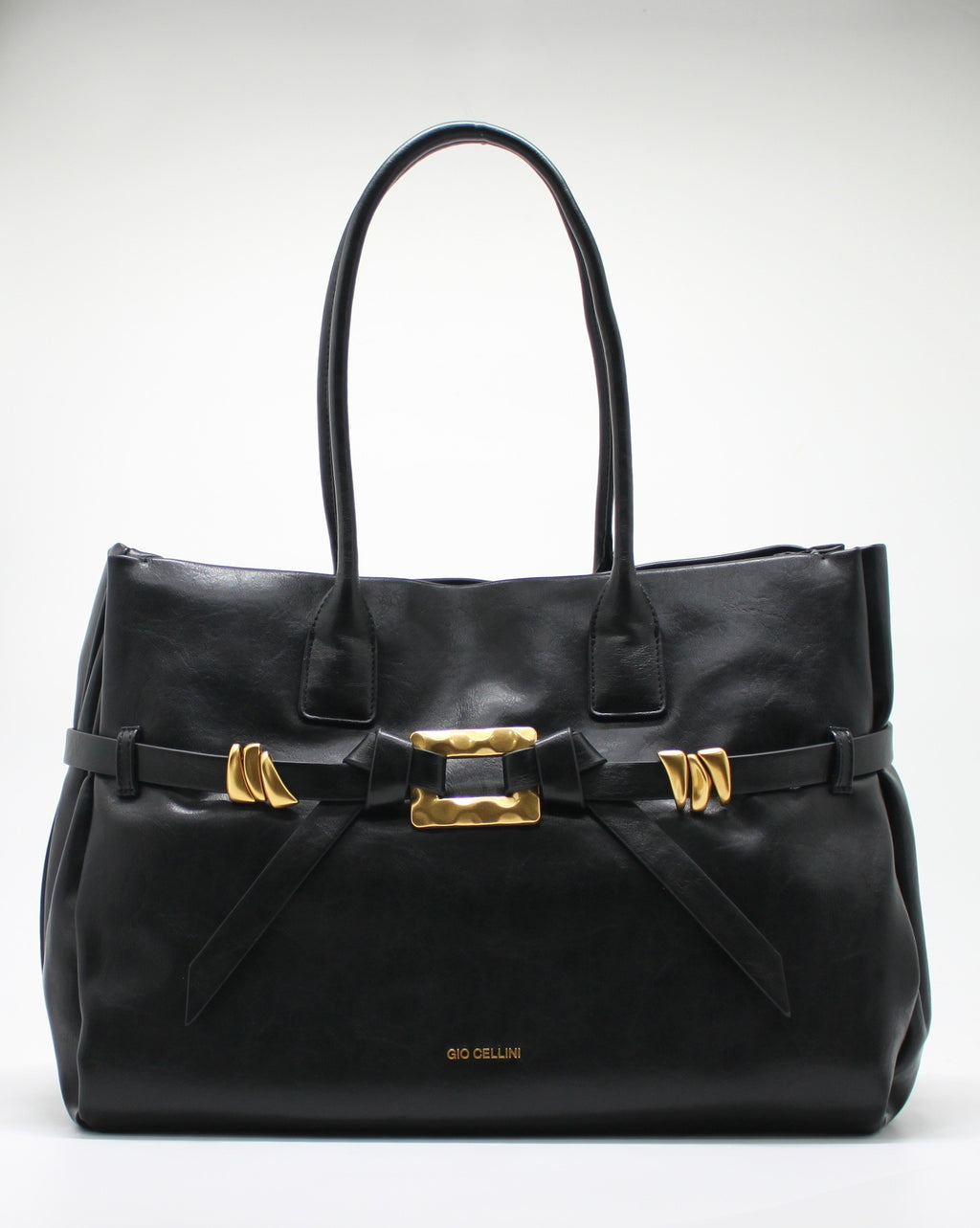 Borsa Maxi Giò Cellini con Cinturino e Dettagli Gold - Nero