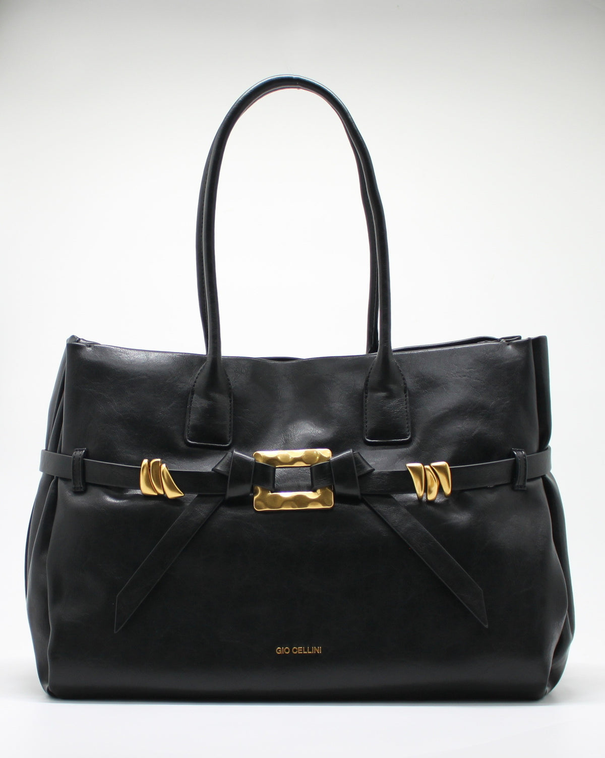 Borsa Maxi Giò Cellini Nero in Ecopelle con Cinturino e Dettagli Gold
