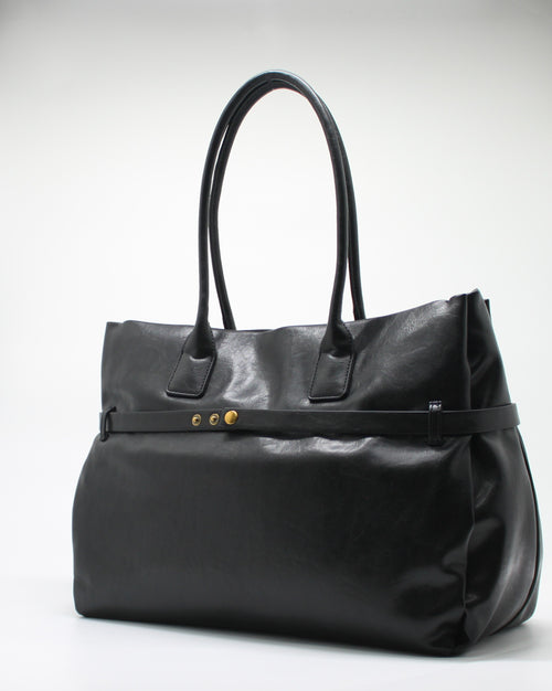 Borsa Maxi Giò Cellini Nero in Ecopelle con Cinturino e Dettagli Gold