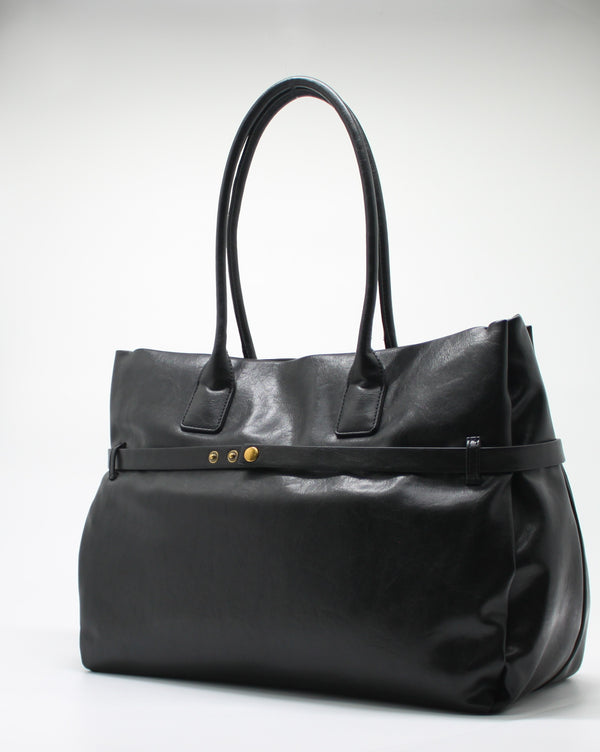 Borsa Maxi Giò Cellini Nero in Ecopelle con Cinturino e Dettagli Gold