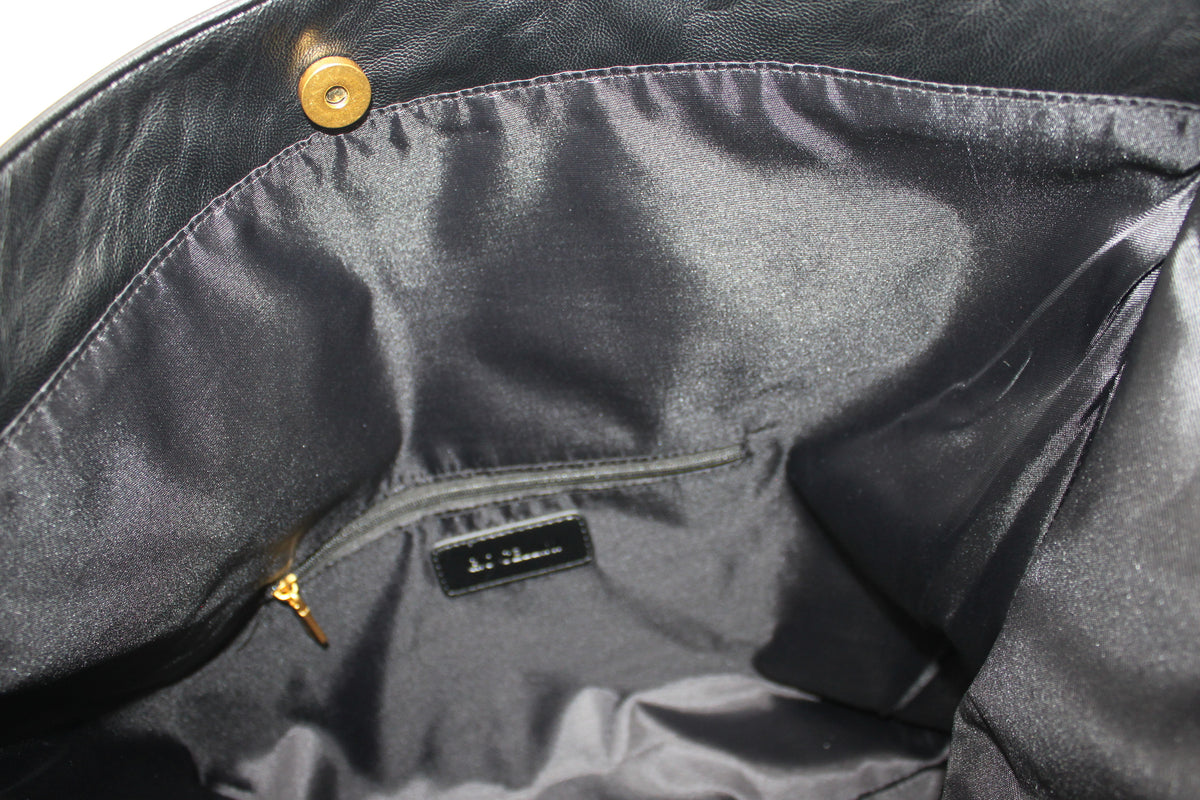 Borsa Shopper Giò Cellini Nero Effetto Vintage con Catena Dorata e Manico Singolo