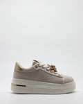 Sneakers Platform in Tessuto Beige con Spille Gioiello Removibili
