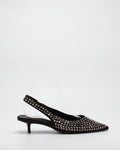Ballerina Slingback Scamosciata a Punta con Borchie Marrone