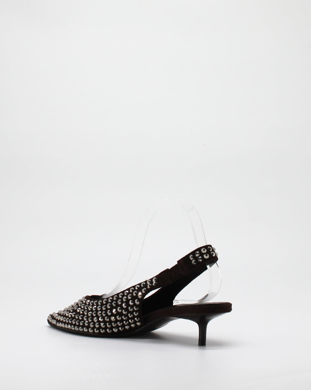 Ballerina Slingback Scamosciata a Punta con Borchie Marrone