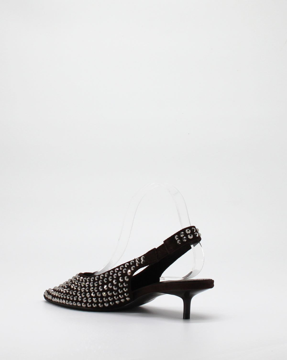 Ballerina Slingback Scamosciata a Punta con Borchie Marrone