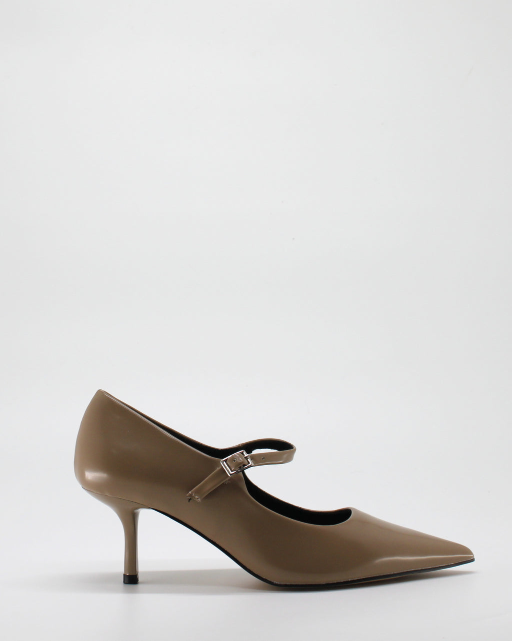 Scarpa Decolleté Mary Jane a Punta con Tacco Stiletto - Beige