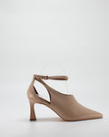 Scarpa Decolleté Cut-Out a Punta con Tacco Scultura e Cinturino - Nude