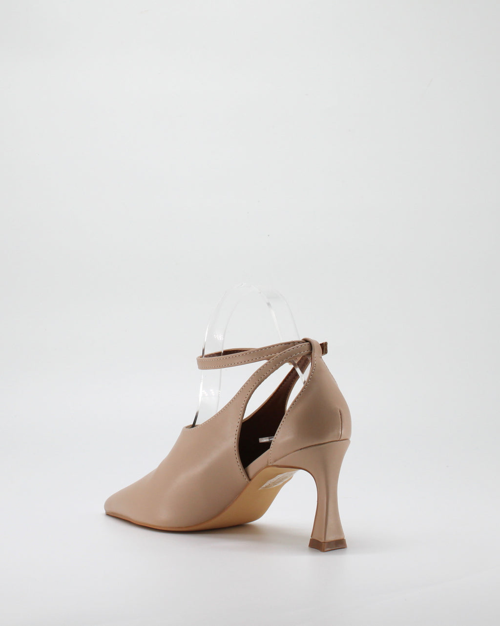 Scarpa Decolleté Cut-Out a Punta con Tacco Scultura e Cinturino - Nude