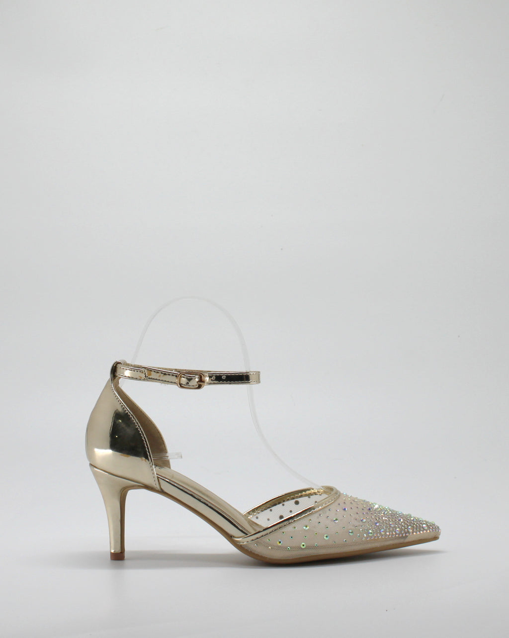 Decolleté Gioiello con Strass e Cinturino - Oro