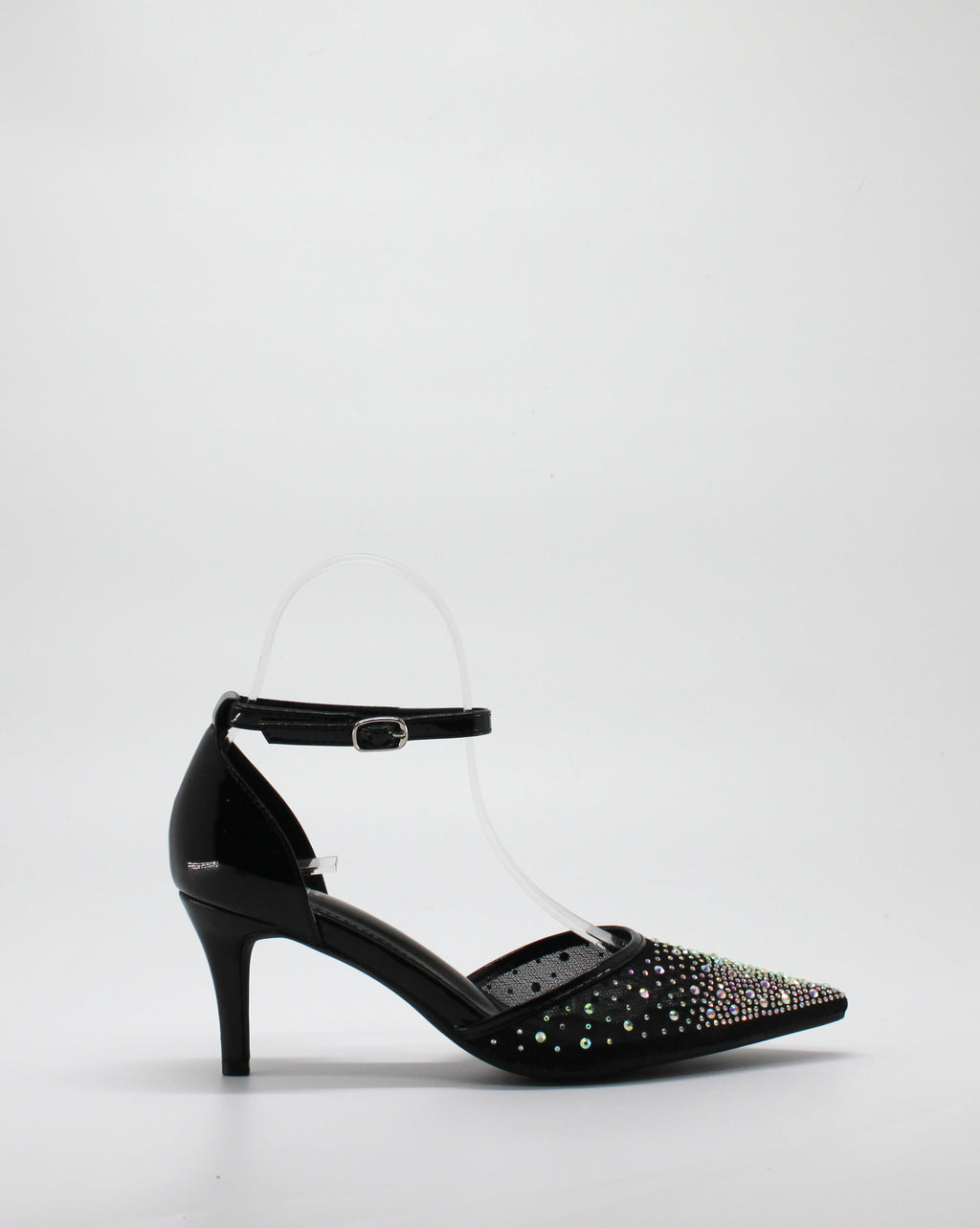 Decolleté Gioiello con Strass e Cinturino - Nero