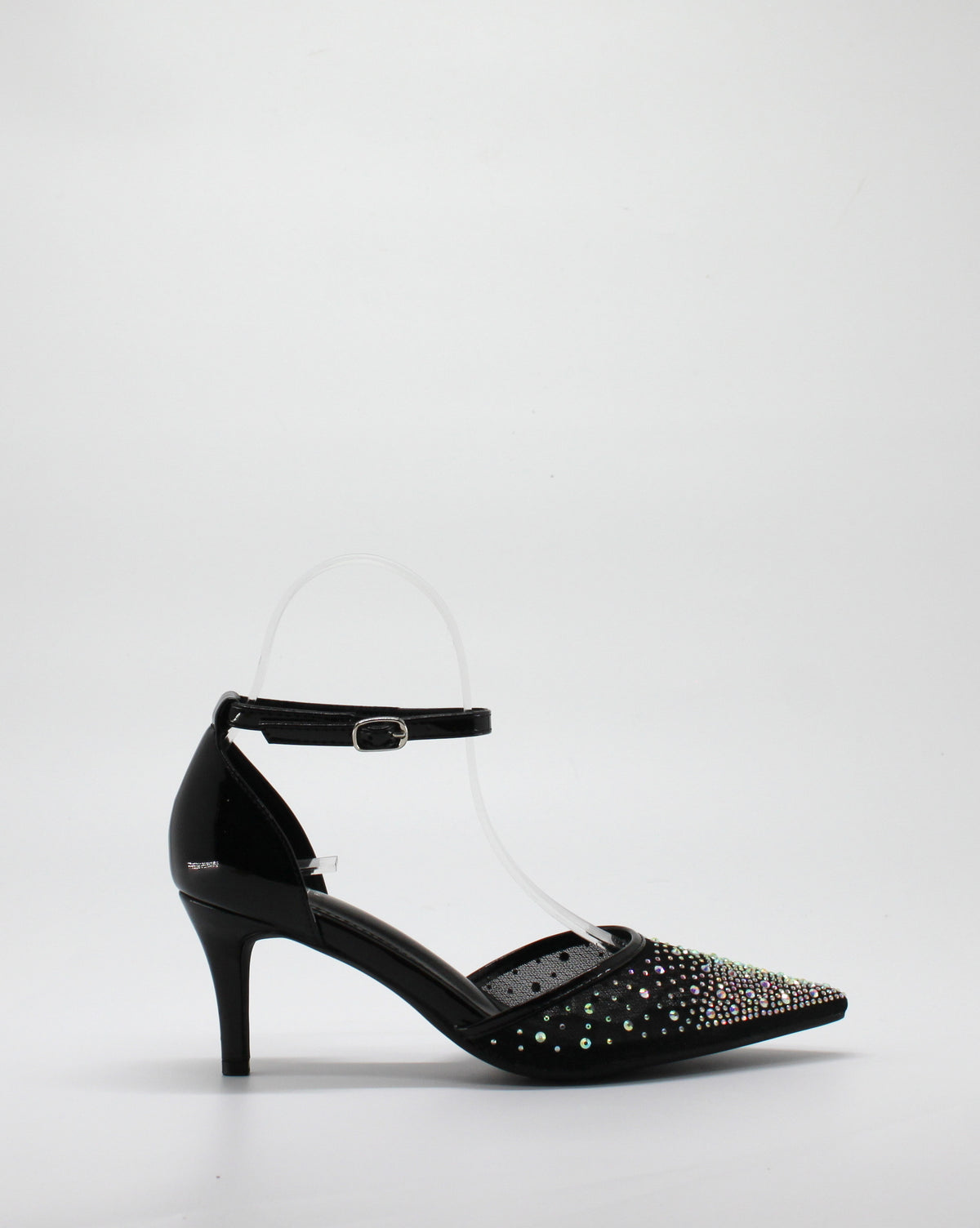 Decolleté Gioiello con Strass e Cinturino - Nero