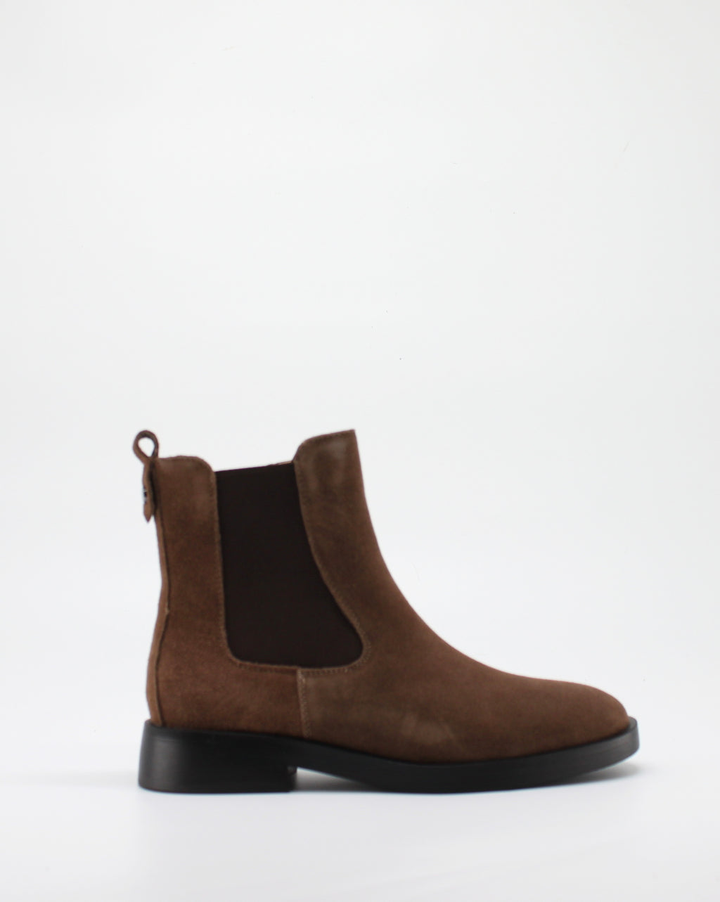 Stivaletto Tronchetto in Camoscio con Zip e Tacco Basso - Khaki