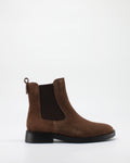 Stivaletto Tronchetto in Camoscio con Zip e Tacco Basso - Khaki