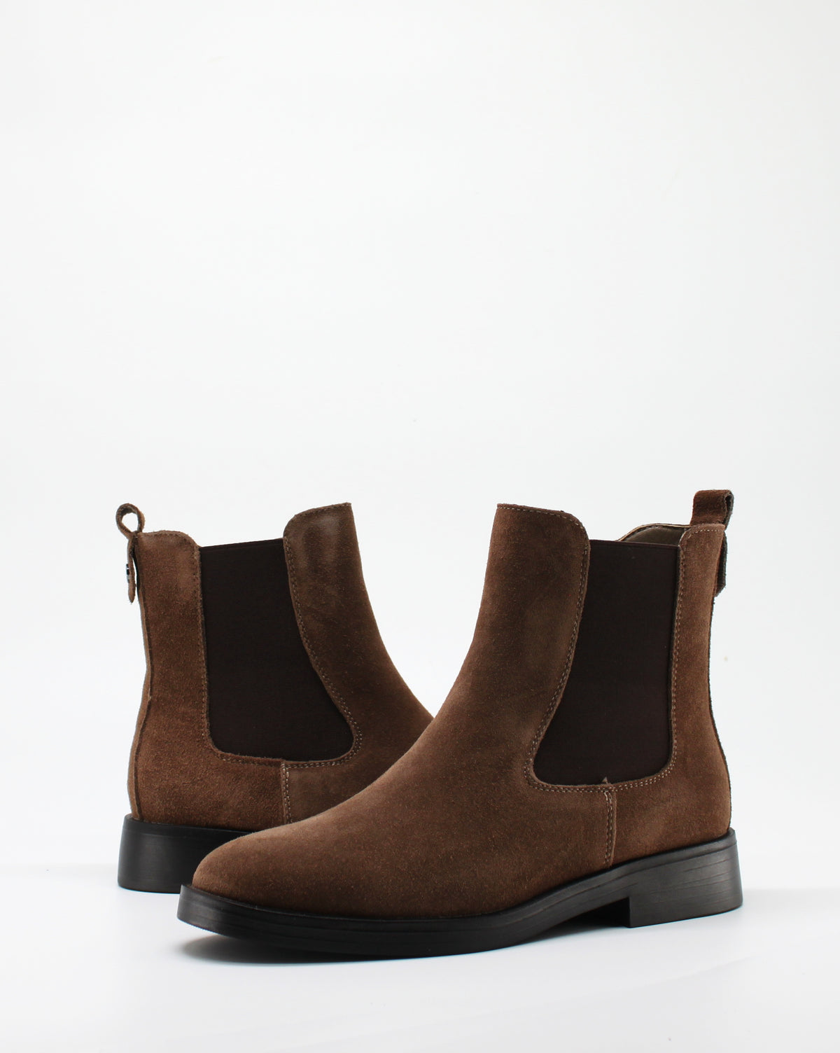Stivaletto Tronchetto in Camoscio con Zip e Tacco Basso - Khaki
