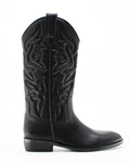 Stivale Camperos Texano in Similpelle con Ricami in Rilievo - Nero