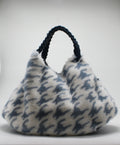 Borsa Alex Max in Eco-Pelliccia Pied de Poule - Blu e Bianco