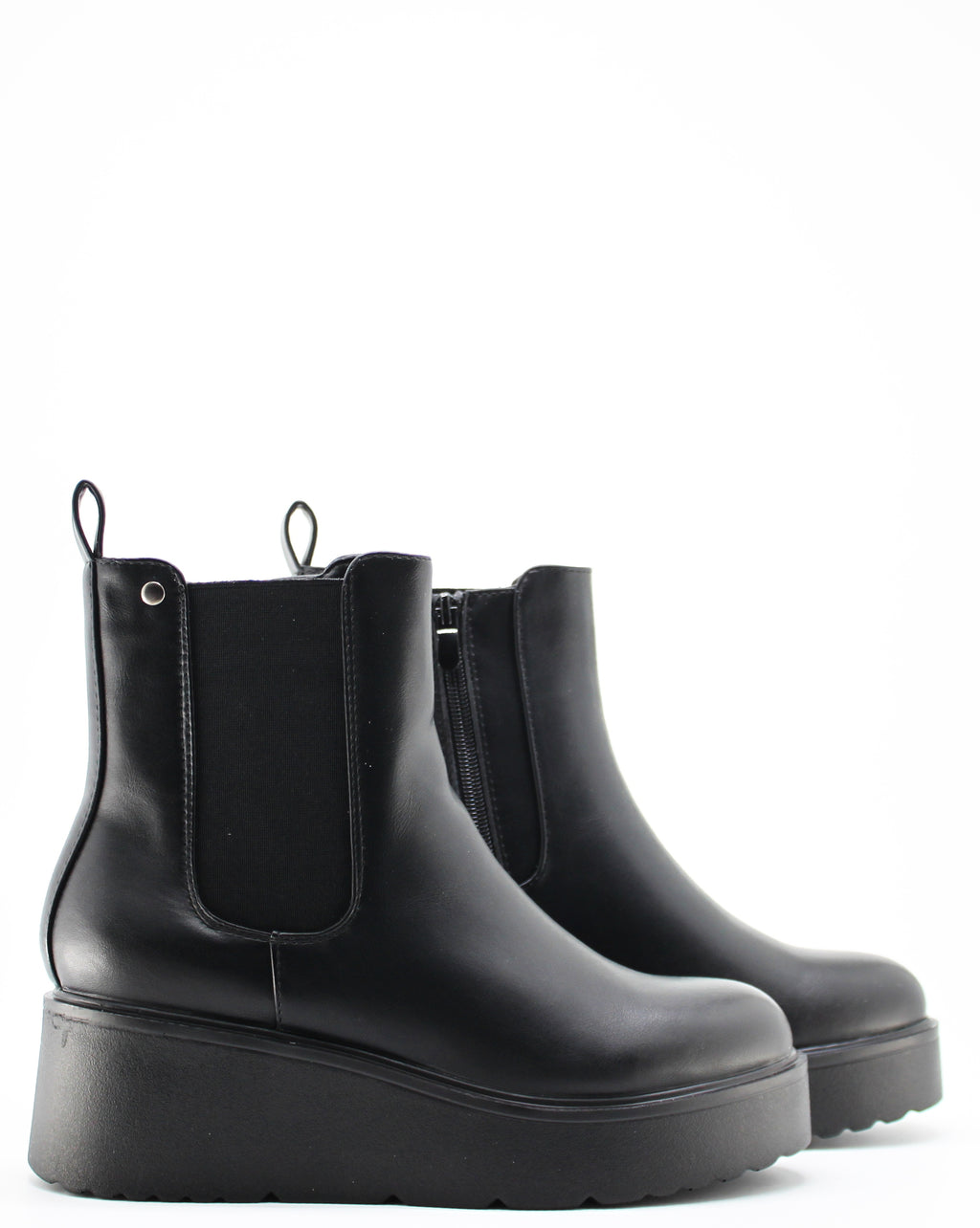 Stivaletto Chelsea con Zeppa Platform e Zip - Nero