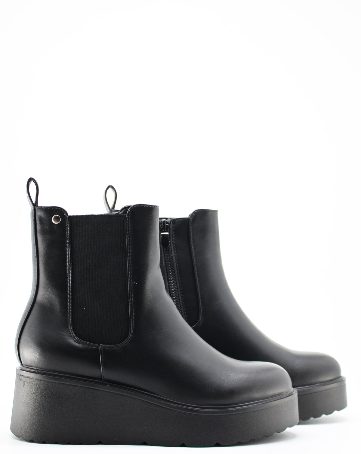 Stivaletto Chelsea con Zeppa Platform e Zip - Nero