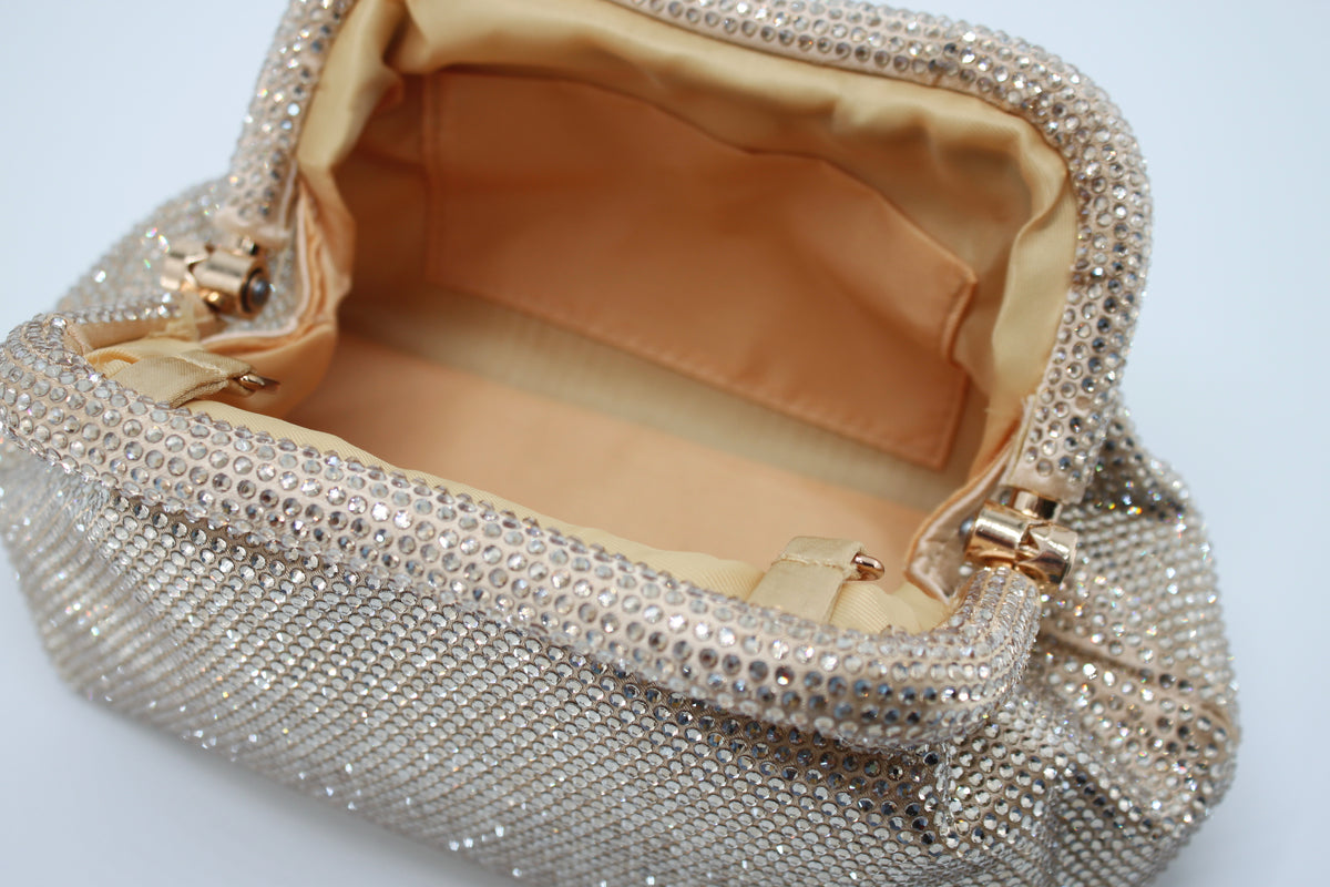 Clutch Gioiello in Strass con Tracolla Oro - Oro