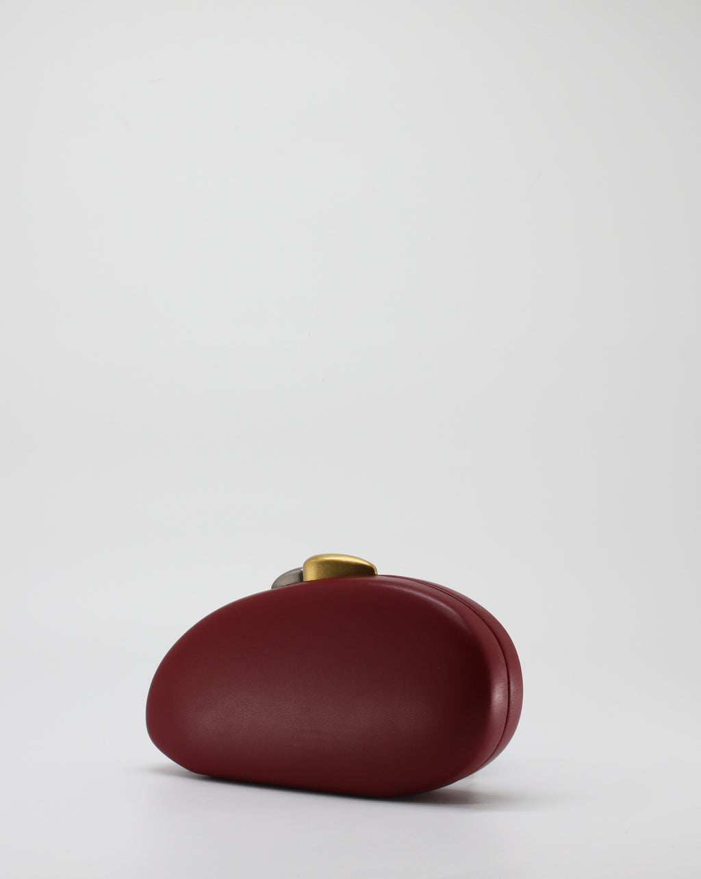 Clutch Gioiello Rigida con Chiusura Bicolore e Tracolla a Catena - Bordeaux