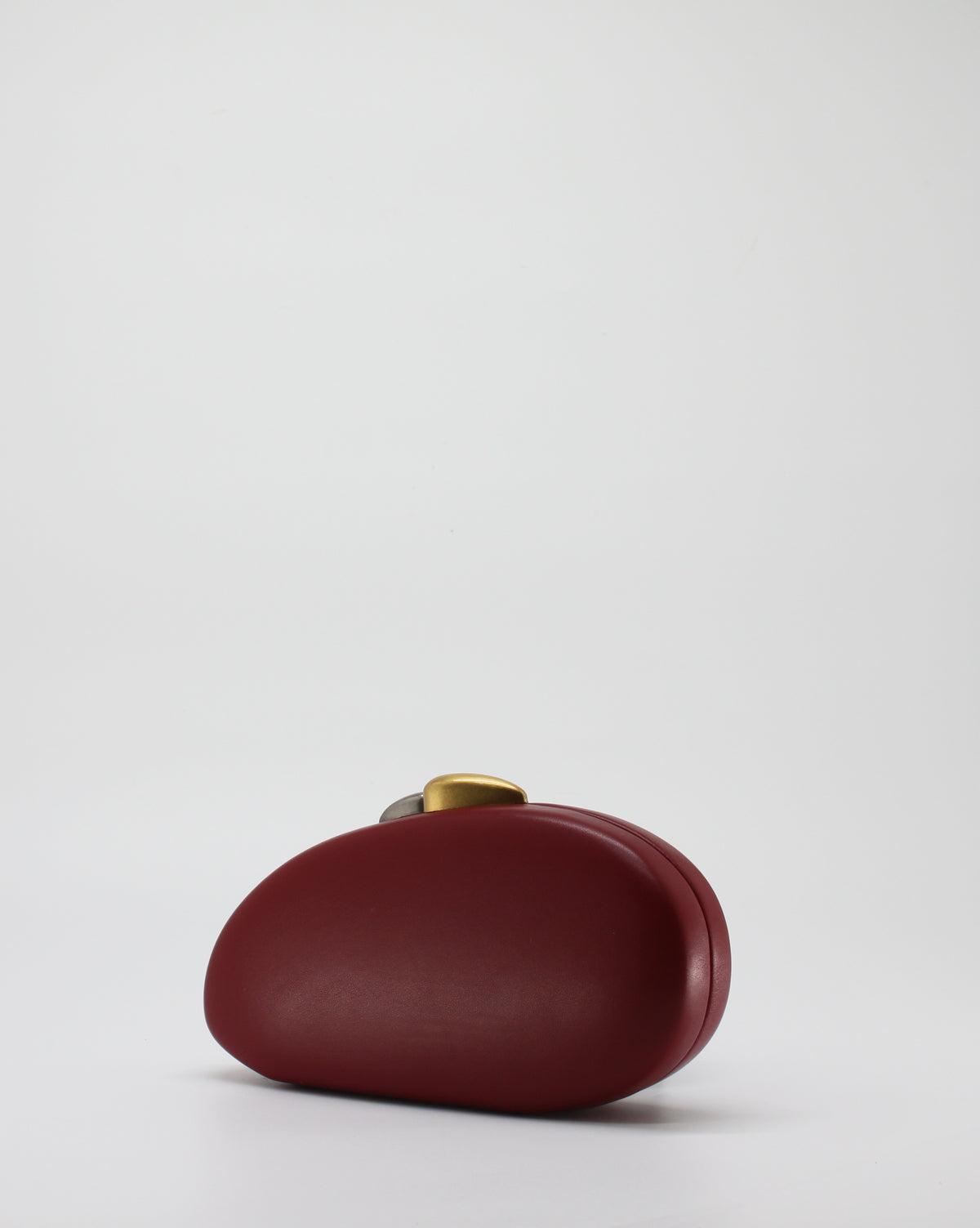 Clutch Gioiello Rigida con Chiusura Bicolore e Tracolla a Catena - Bordeaux