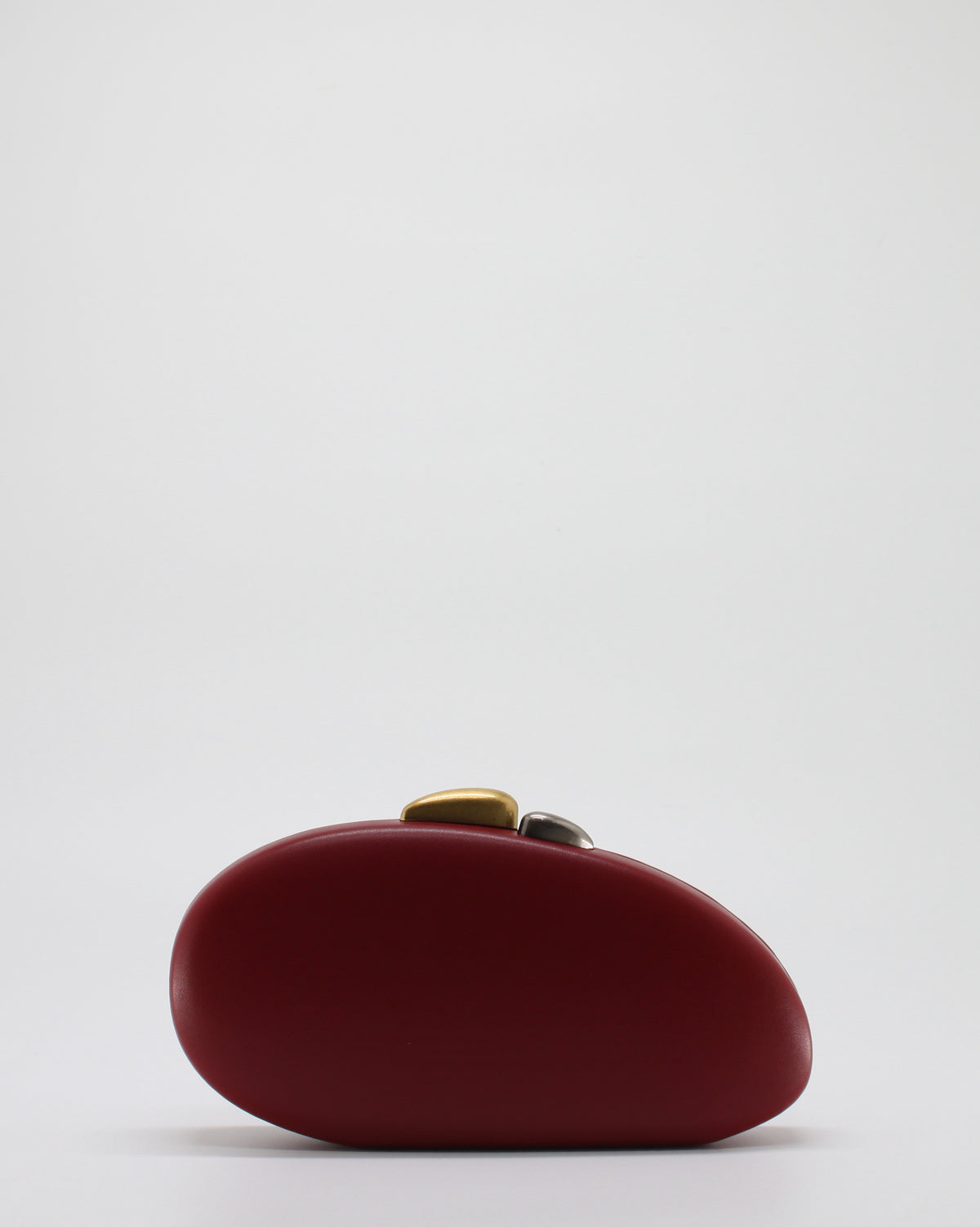 Clutch Gioiello Rigida con Chiusura Bicolore e Tracolla a Catena - Bordeaux