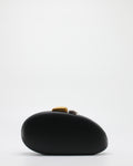 Clutch Gioiello Rigida con Chiusura Bicolore e Tracolla a Catena - Nero