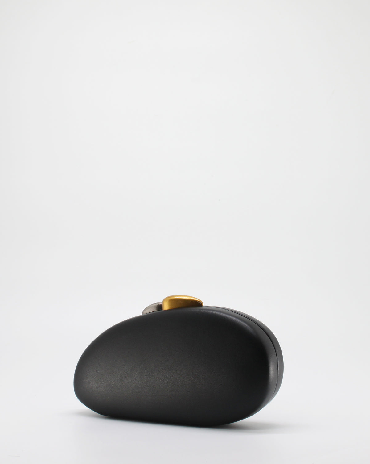 Clutch Gioiello Rigida con Chiusura Bicolore e Tracolla a Catena - Nero