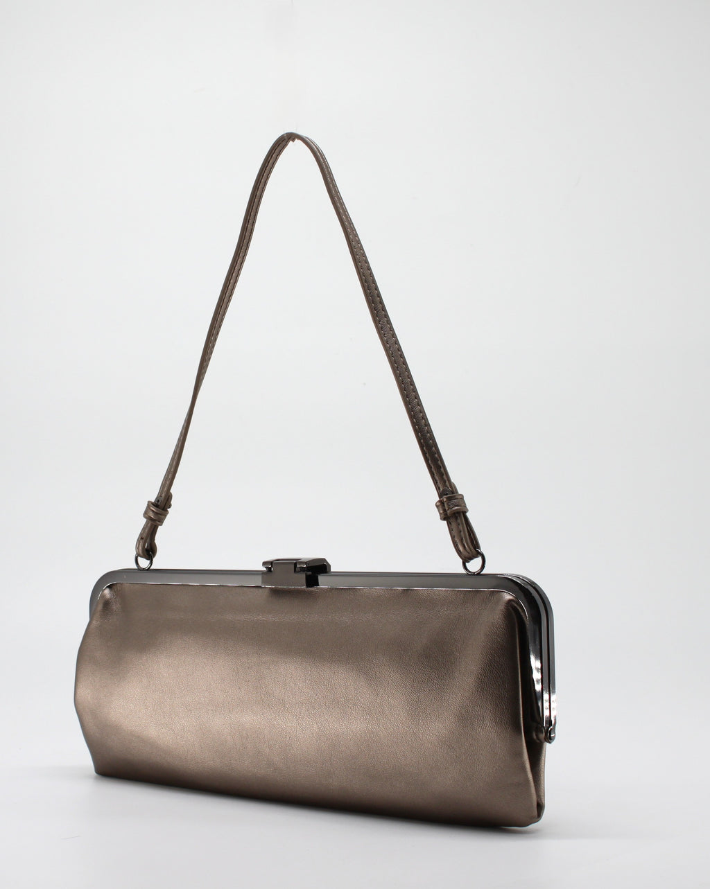 Borsa a Tracolla con Chiusura a Clic-Clac e Catena - Bronzo