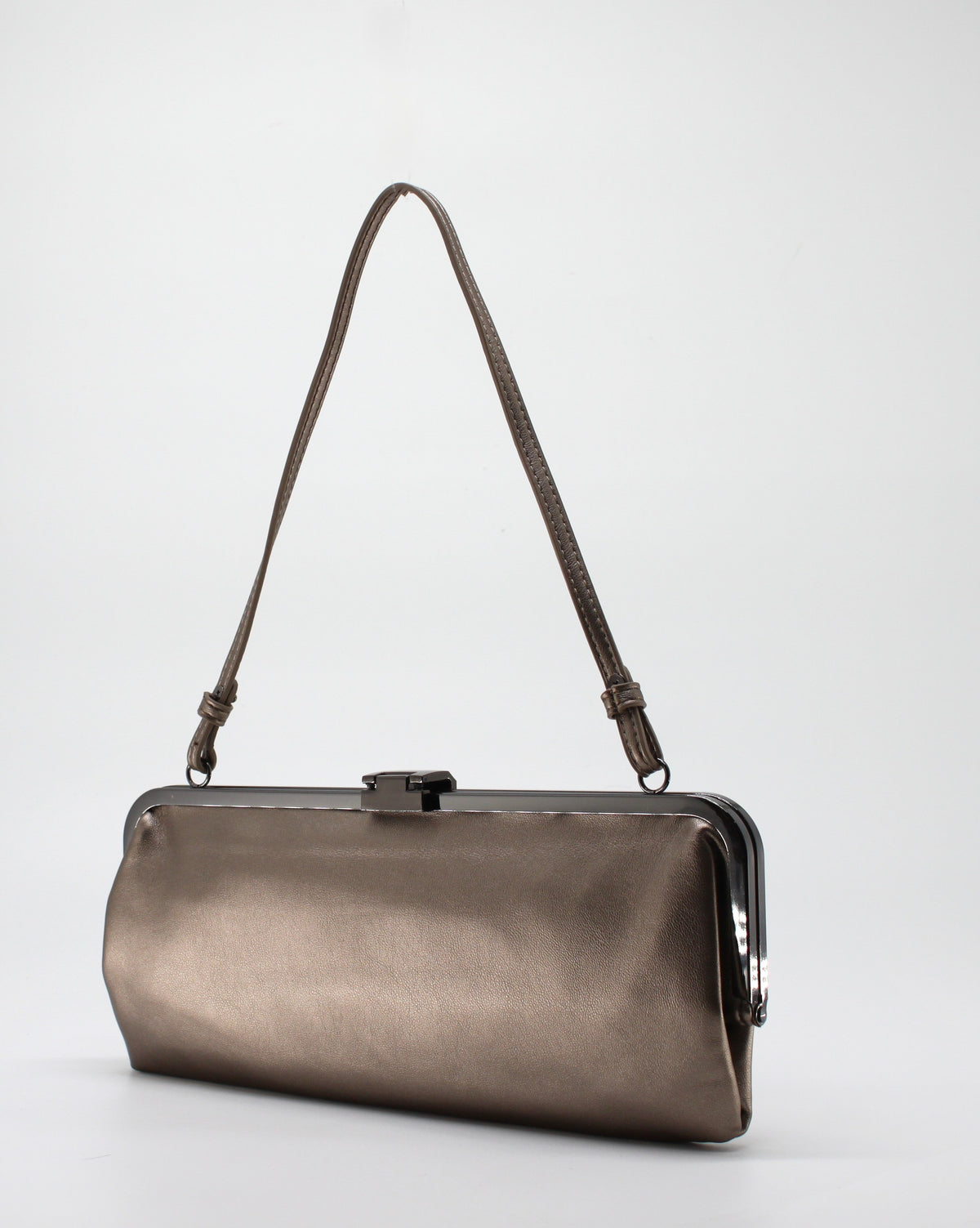 Borsa a Tracolla con Chiusura a Clic-Clac e Catena - Bronzo