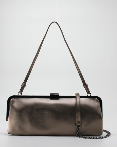 Borsa a Tracolla con Chiusura a Clic-Clac e Catena - Bronzo