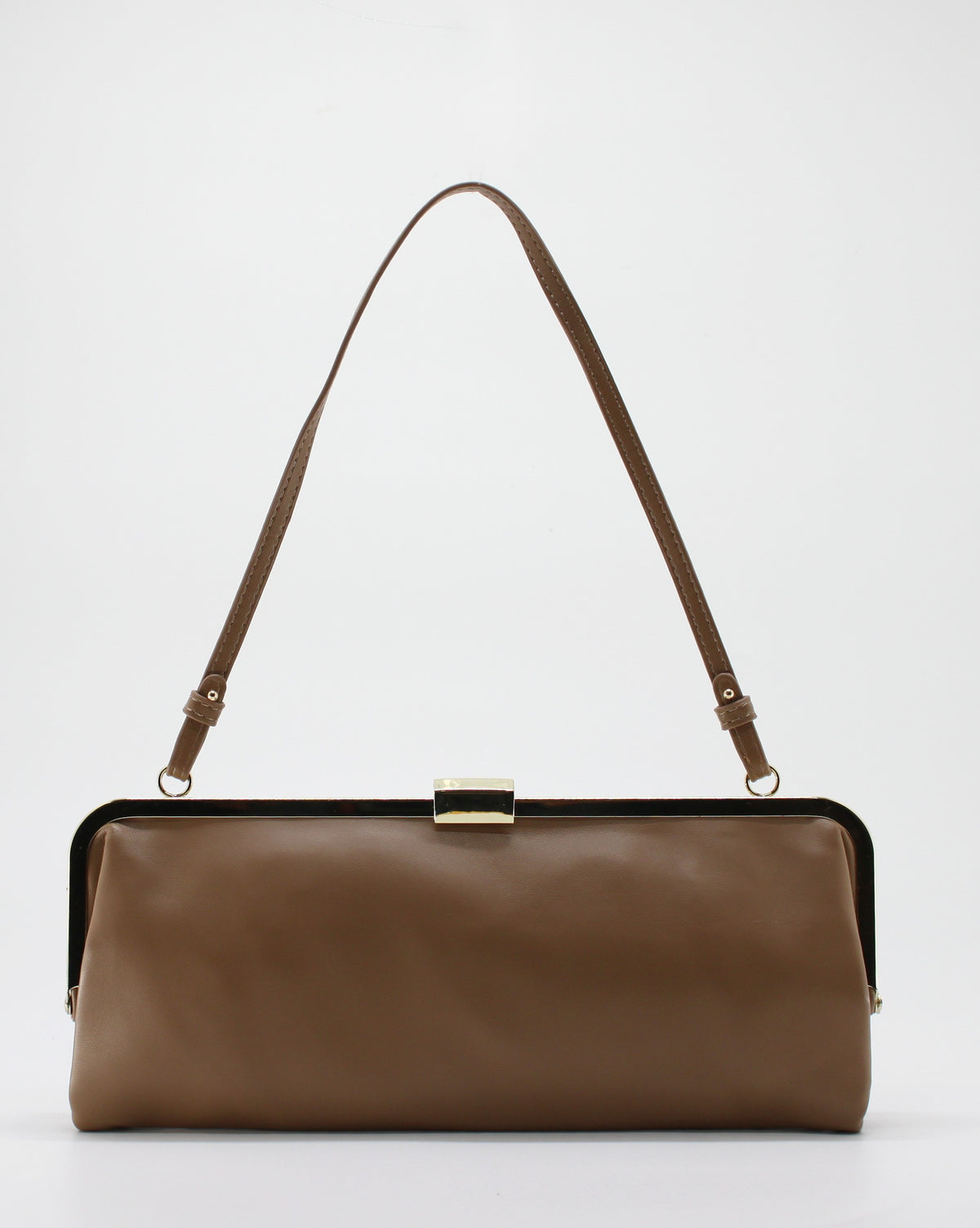 Borsa a Tracolla con Chiusura a Clic-Clac e Catena - Khaki