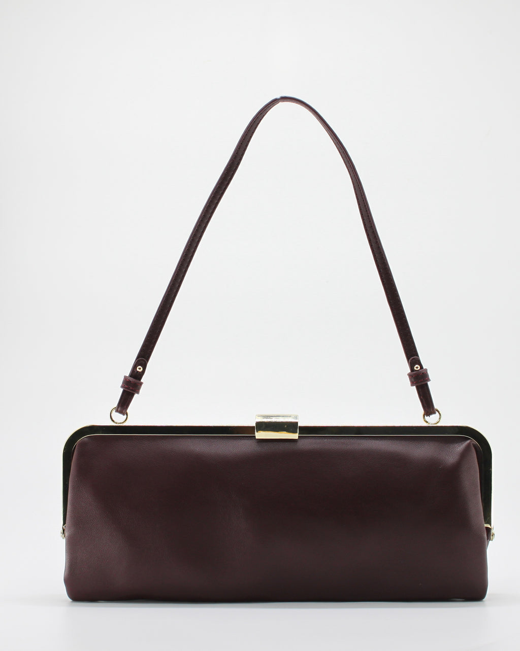Borsa a Tracolla con Chiusura a Clic-Clac e Catena - Bordeaux