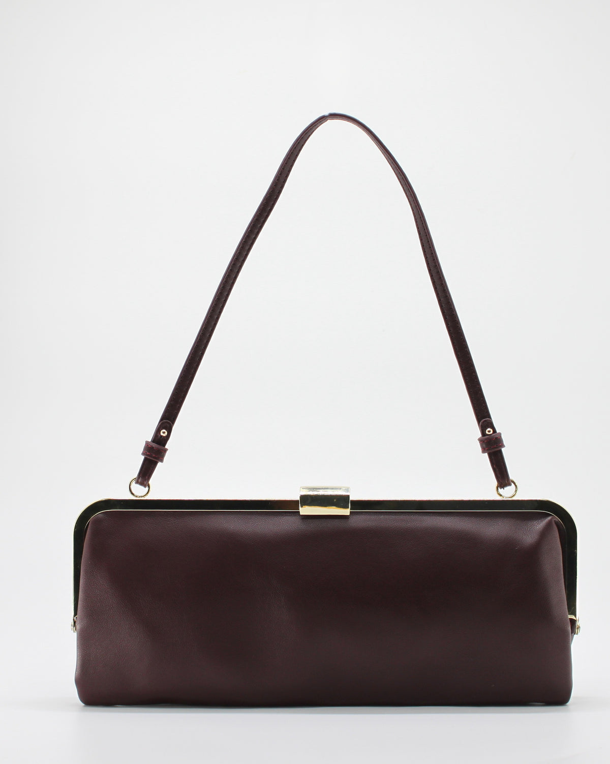 Borsa a Tracolla con Chiusura a Clic-Clac e Catena - Bordeaux