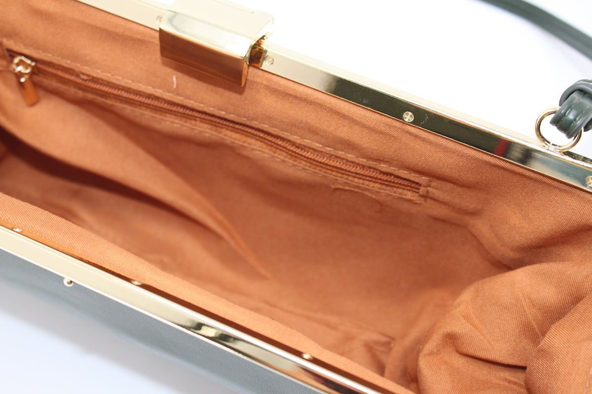 Borsa a Tracolla con Chiusura a Clic-Clac e Catena - Verde