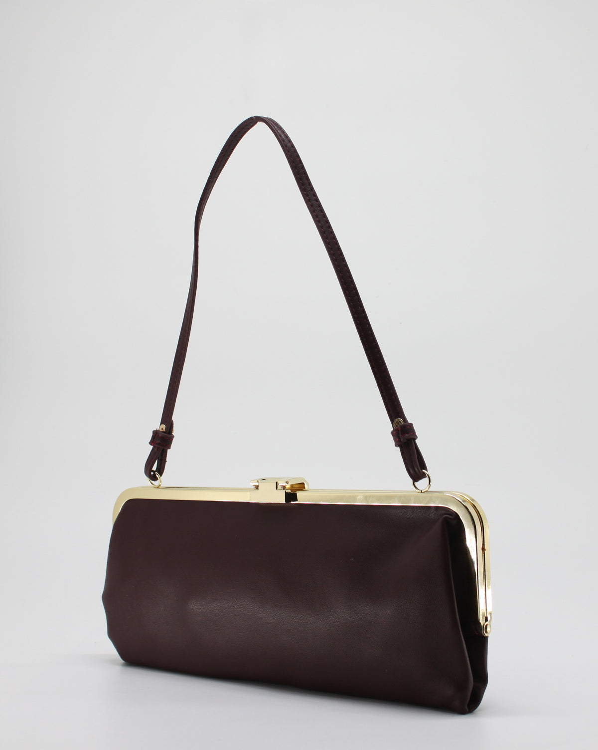 Borsa a Tracolla con Chiusura a Clic-Clac e Catena - Bordeaux