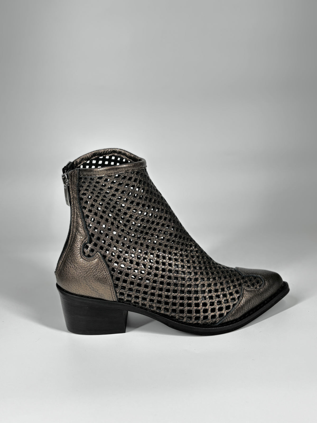 Stivaletto Traforato in Vera Pelle - Wosh Bronzo