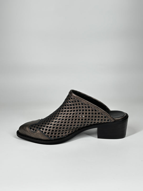 Sabot Western in Vera Pelle Traforata - Whosh bronzo